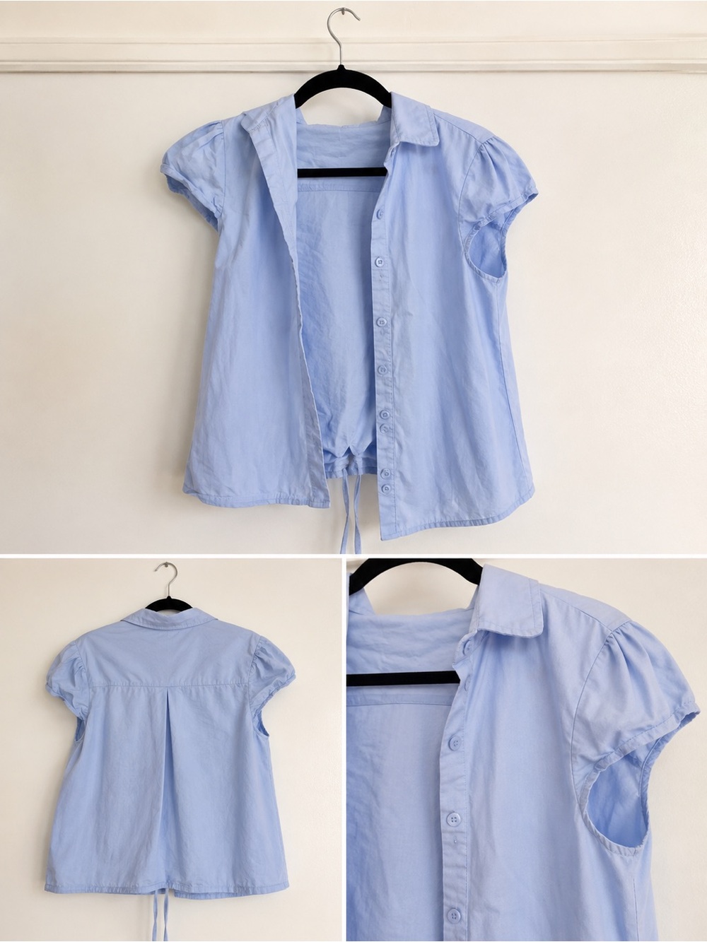 Princess Polly Light Blue Button-Up Puff Sleeve Blouse